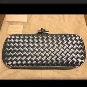 Bottega Veneta knot silk clutch bag with tags
